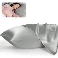 Sanorum 2 stuks - Kussenslopen - Satijnen kussenslopen - Zijdezacht en koel - Envelopsluiting - Ideaal als kerstcadeau of voor thuisgebruik - Unisex - 50 x 75 cm - Lichtgrijs