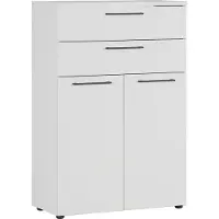 Huisenthuis.nl Lage dichte kantoorkast laden Ergonoma Lichtgrijs - Breedte 80 cm - Hoogte 120 cm - Diepte 40 cm - Met lades - Met planken - Met openslaande deuren