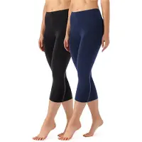 Merry Style MS-MS10-144-LE-2Pack Dames 3/4 Leggings 2Pack - Sport - Vrijetijdsbroek - Capri - Viscose - Sporbroek - Yogabroek - Zwart/Marine - L
