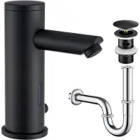 Auralum Max Wastafelkraan - Automatische Sensor Wastafelkraan - Mit Pop-up Afvoerplug en Bekersifon - Zwart - Contactloze Infrarood Sensor Wastafelkraan - Batterij Geactiveerd - Mengkraan