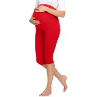 Merry Style Dames Leggings - Zwangerschapskleding - Capri - Viscose - MS-MS10-298-LE - Rood - XS