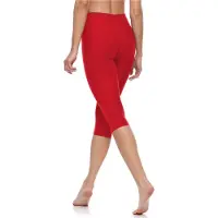 Merry Style MS-MS10-199-LE 2Pack Dames Capri Leggings - Sport - Vrijetijdsbroek - 3/4 Lengte - Katoen - Yogabroek - Zwart/Rood - S