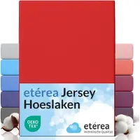 Etérea Himmlische Qualität etérea Jersey Hoeslaken 90x200 - 100x200 cm Oekotex Made in Green - 100% katoen - Rood