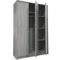 Huisenthuis.nl Kledingkast Loek Grijs - Breedte 120 cm - Hoogte 180 cm - Diepte 54 cm - Met planken - Met openslaande deuren