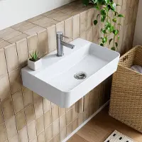 HOROW - Wastafel Keramiek - Badkamer & Gastentoilet - 460x310x105 mm - Wit Hoogglans
