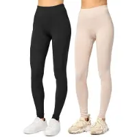 Merry Style Dames Leggings - Sport - Vrijetijdsbroek - Lang - Viscose - Sporbroek - Yogabroek - 2-Pack - MS-MS10-143-LE-B - Zwart/Beige - XXL