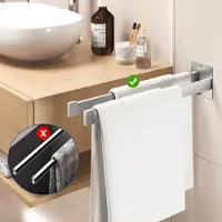Auralum Max Auralum Handdoekrek Zonder Boren 42 CM - Zelfklevende Dubbele Handdoekhouder - Badkamer & Keuken - Handdoekstang - Handdoekhouders