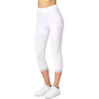 Merry Style MS-MS10-224-LE Dames Capri Leggings met Kant - Sport - Vrijetijdsbroek - 3/4 Lengte - Katoen - Wit - L