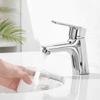 Auralum Max Wastafelkraan - Badkamerkraan - Badkamerkranen Mengkraan - Warm en Koud - Waterbesparend - Chroom