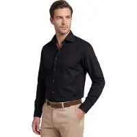 Ledub Slim Fit overhemd zwart