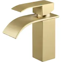 Auralum Max Wastafelkraan Goud - Badkamerkraan - Wastafel Kraan - Badkamer Wastafelkraan - Eengreepskranen - Warm en koud - Waterbesparend - Goud