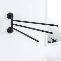 Auralum Max Handdoekrek - 3-armig Handdoekhouder - Draaibaar Handdoekhouder 40cm - Handdoekstang - 180 graden verstelbaar - Badkamer - Zwart