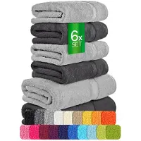 Etérea Himmlische Qualität etérea Carli handdoekenset 6-delig – grafiet / steengrijs – 100% katoen – 500 g/m² – OEKO-TEX Made in Green