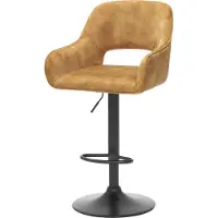 Huisenthuis.nl Barkruk Céline Goud - Velours - Set van 2 - Geschikt voor kookeiland - Ja - In hoogte verstelbaar - Zithoogte 62 - 83 cm - Zitdiepte 47 cm - Met armleuning