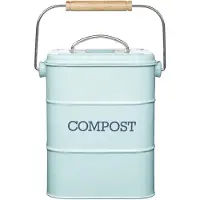 Kitchen Craft Compostbak van metaal, Living Nostalgia, blauw