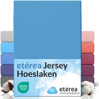 Etérea Himmlische Qualität etérea Jersey Hoeslaken 200x220 - 200x220 cm Oekotex Made in Green - 100% katoen - Lichtblauw