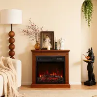 HOMAVO 18'' Elektrische Sfeerhaard met Meubel - 900/1800W Elektrische Haard met Verwarming - 3D-Vlammenkleuren - Timerfunctie - Oververhittingsbeveiliging