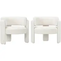 COLAMY Gestoffeerde fauteuil - Van 2 stoelen - Accentstoel - Moderne loungestoel - Gewatteerde rugleuning - Zachte fluwelen woonkamerstoel - Roomwit