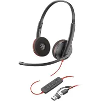 HP Poly Blackwire C3220 Over Ear headset Computer Kabel Stereo Zwart Headset, Volumeregeling, Microfoon uitschakelbaar