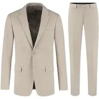 Gents - pak / kostuum pepita - Polyblend - Beige - Maat 98/98