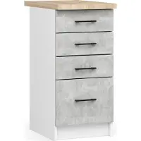 Akord Keukenkast modulaire OLIWIA S40 met Verkblad / Onderkast met 4 Lades / Furniture Factory / Wit – Beton Grijs / 40 x 85 x 46 cm