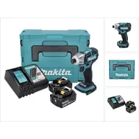 Makita DTS 141 RGJ Accu Impulsmoersleutel 18 V 40 Nm 1/4" Borstelloos + 2x Accu 6.0 Ah + Lader + Mak (Oplaadbare batterij)