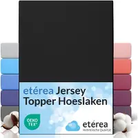 Etérea Himmlische Qualität etérea Topper Jersey Hoeslaken 200x220 - 220x200 cm Oekotex Made in Green - 100% katoen - Zwart