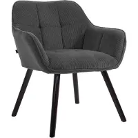 CLP Eetkamerstoel met armleuning Vienna - keukenstoel - fauteuil met houten frame - belastbaar tot 150 kg - met corduroy bekleding - zwart/donkergrijs