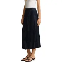 Gant Dames Marineblauwe geplooide midirok (34), Casual, Klassiek, Polyester 4400169