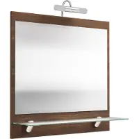 Posseik Spiegel Milan Walnoot - Breedte 70 cm - Hoogte 68 cm - Diepte 22 cm - Met verlichting