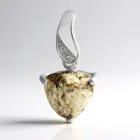 Cavill - Zilveren Hanger - 925 Sterling Zilver - Braziliaanse Magnesiet 2,7 ct Triljant Cabochon + Witte Topaas 0,01 ct Pavé Elegant Sieraad