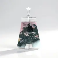 Cavill - Zilveren Hanger met 53 ct Sulawesi Rhodoniet - 925 Sterling Zilver Geplateerd - Fancy Cabochon 35x30 mm - Bali Stijl Roze Groen Exclusief