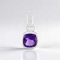 Cavill - Zilveren Hanger met 0,8 ct Zambia-Amethist - 925 Sterling Zilver Platina Verguld - Antiek Kussen Slijpsel - Elegante Paarse Edelsteen Sieraad