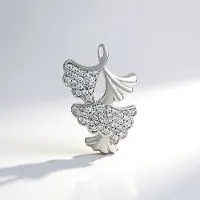 Cavill - Elegante Zilveren Hanger - 925 Sterling Zilver Platina Geplateerd - Cambodjaanse Zirkonen 0 908 ct - Bladmotief Rond Geslepen