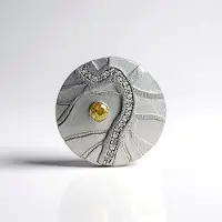 Cavill - Zilveren Hanger - 925 Sterling Zilver Geplatineerd - Gele Zirkoon 0.39 ct & 22 Zirkonen 0.15 ct - Modern Slangenpatroon