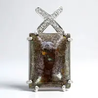 Cavill - Dinosaurus Kwarts Hanger 19 57 ct Baguette Cabochon - 925 Sterling Zilver - 9 Zirkonia 0 065 ct - Elegant Natuurlijk Sieraad