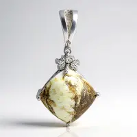 Cavill - Zilveren Hanger - 925 Sterling Zilver - 6 43 ct Braziliaanse Magnesiet - 0 123 ct Witte Topaas - Antiek Kussen Cabochon - Elegant Design