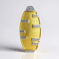 Cavill - Zilveren Hanger met 39 Zirkoon 0 281 ct - 925 Sterling Zilver Verguld - Geometrisch Modern Luxe Dameshanger 34x16 mm