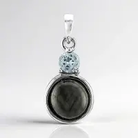 Cavill - Labradoriet en Blauwe Topaas Hanger - 925 Sterling Zilver - 2,176 ct Labradoriet & 0,288 ct Topaas - Elegante Dames Sieraden
