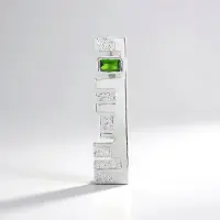 Cavill - Hanger Zilver 925 Sterling Geplatineerd - Russische Diopsied 0,233 ct Achthoek - Modern Minimalistisch Design 34x8 mm