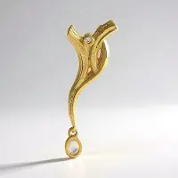 Cavill - 925 Sterling Zilver Vergulde Zilveren Hanger - AAA Regenboog Maansteen 0,195 ct Ovaal Cabochon & Zirkoon 0,02 ct - Elegant