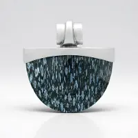 Cavill - Zilveren Hanger 925 Sterling Zilver Platina Geplateerd - 33 ct Versteend Jambi Palmhout - Elegant Bali Barong Sieraad