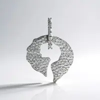 Cavill - Zilveren hanger met 7 Cambodjaanse zirkonen 0 352 ct - 925 Sterling zilver geplatineerd platina - Modern elegant tijdloos sieraad 32x23 mm