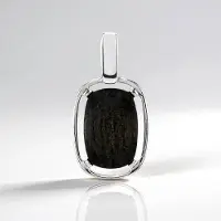 Cavill - Vintage Zilveren Hanger 925 Sterling - 0 85 ct Veeneik Moeraseik Steen - Elegante Cabochon Prong 22x11 mm