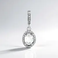Cavill - Elegante Zilveren Dameshanger 925 Sterling Zilver - Ovale Cambodjaanse Zirkoon 1 29 ct - 28 Zirkoon Totaal 1 55 ct
