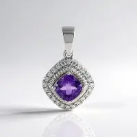 Cavill - Zilveren Hanger - 925 Sterling Zilver - Siberische Amethist 1,204 ct - Antiek Kussen 7 mm - Pavé 24 Zirkon 0,479 ct - Elegant