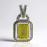 Cavill - Zilveren Hanger - 925 Sterling Zilver - Limoen Citrien 3,6 ct - Pavé Marcasiet Vintage Sieraad 4,16 ct Elegant