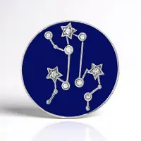 Cavill - Elegante Hanger 925 Sterling Zilver Platina - Cambodjaanse Zirkon 0.087ct - Leeuwenmotief en Sterren 23x23 mm