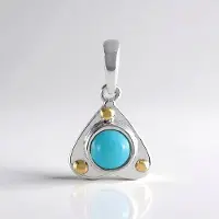 Cavill - 925 Sterling Zilveren Hanger - Blauwe Ethiopische Opaal 0,269 ct - Gouden Granulatie - Driehoekige Cabochon 18x11 mm - Luxe Sieraad