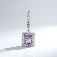Cavill - Zilveren Hanger 925 Sterling Zilver Geplatineerd - 0,534 ct Lavendel Amethist Princes - 0,358 ct Pavé Zirkonia - Elegant Paars 22x8 mm